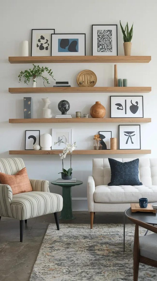 Floating Wood Shelves Display Gallery