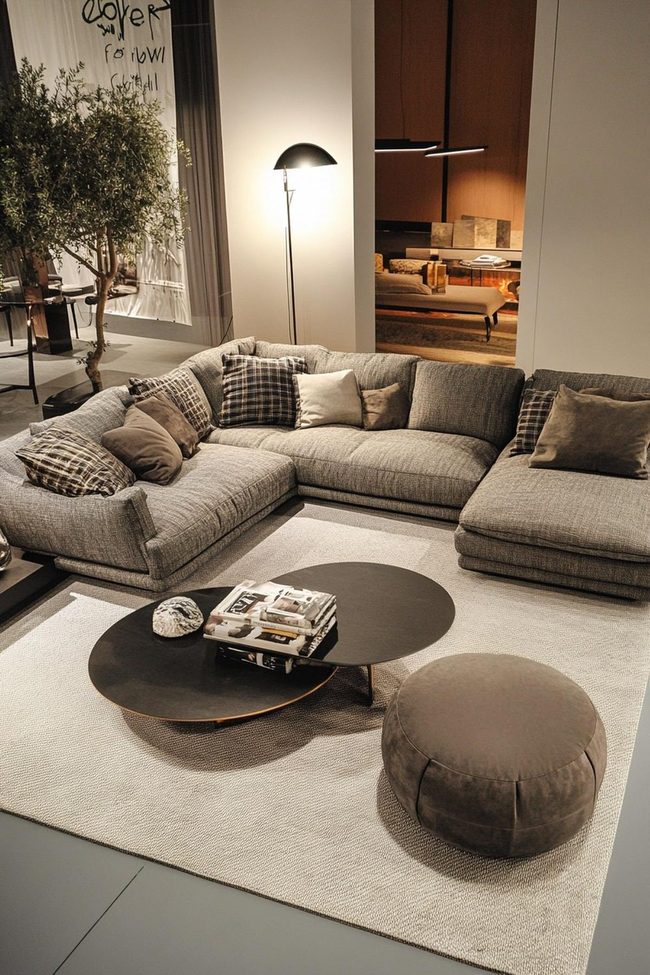 Angled Sectional Defines Room Flow
