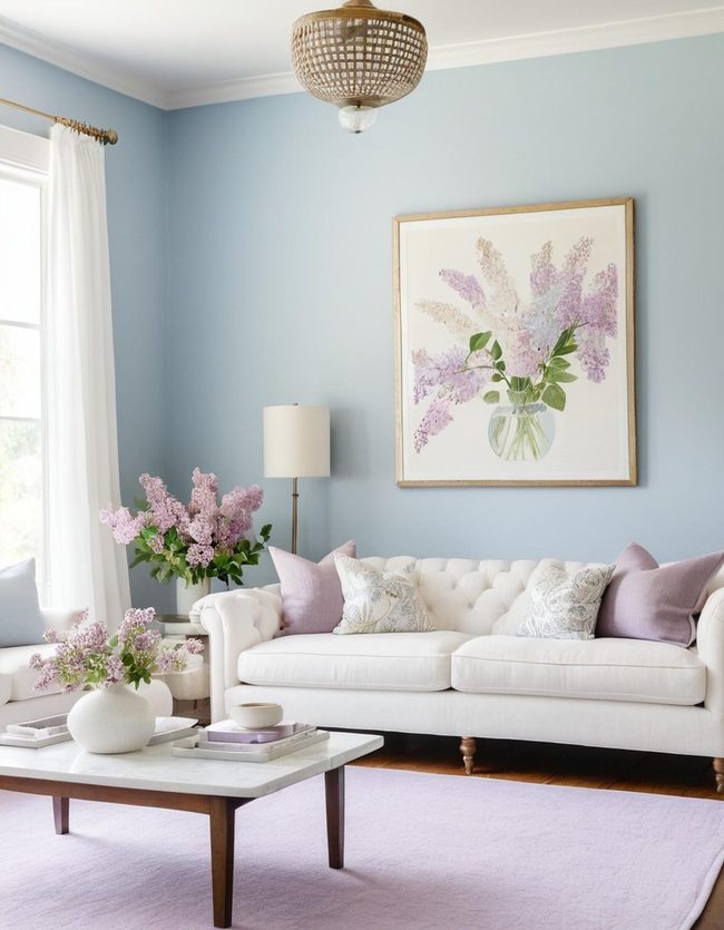 Blue and Lilac Sitting Area Serenity