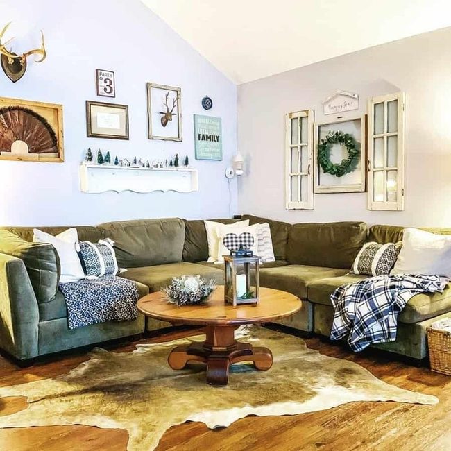 Stained Wood And Cowhide Contrast
