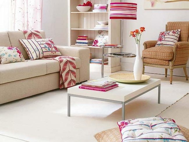 Cream Walls, Colorful Pillow Pops