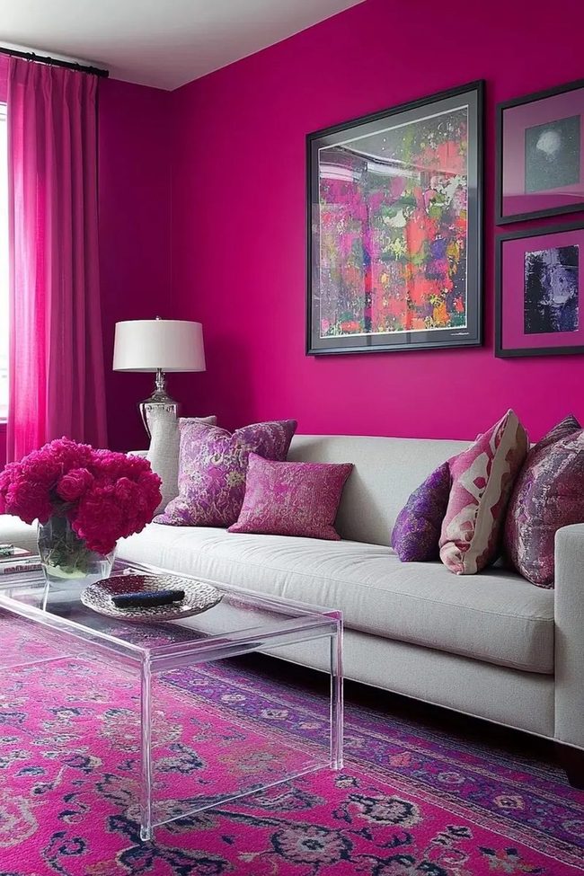 Magenta Walls Meet Modern Comfort