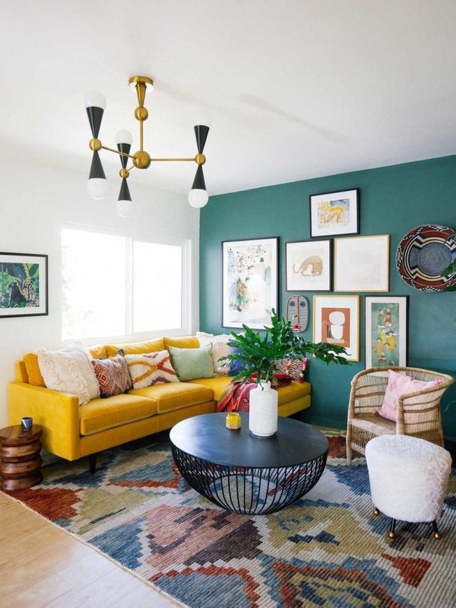 Sunny Yellow Chairs Against Teal Walls