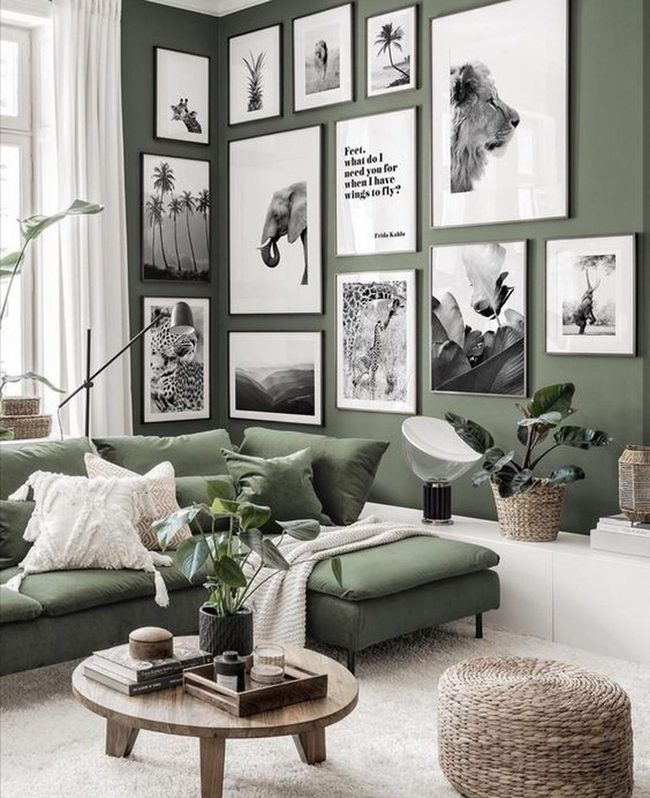 Green Walls, Black And White Art