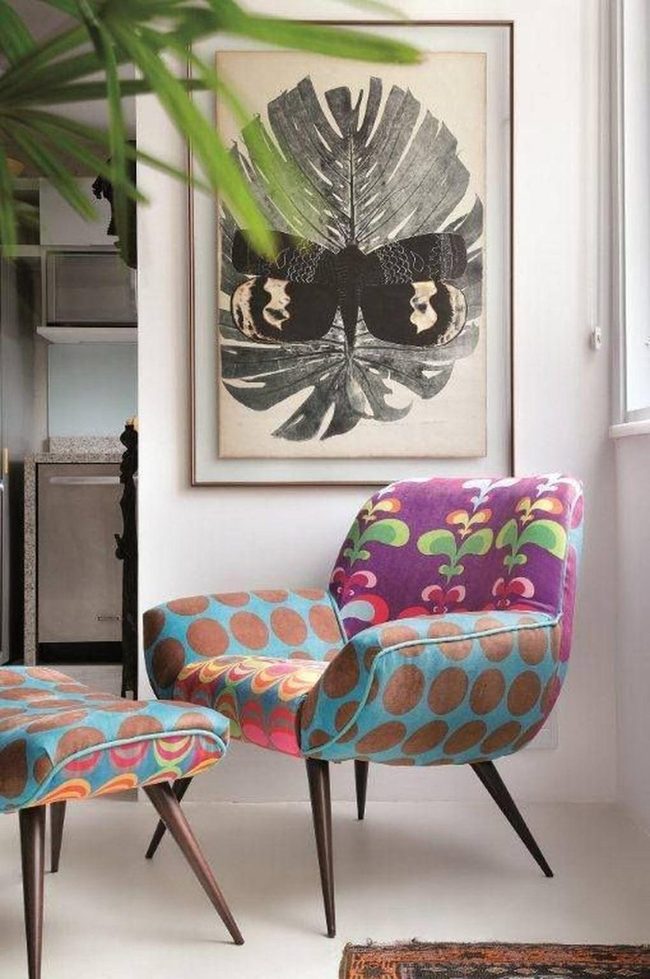 Blue Purple Orange Mid-Century Chair