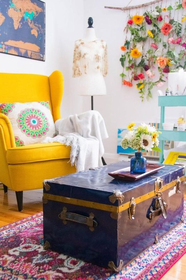 Golden Armchair In Vintage Creative Room