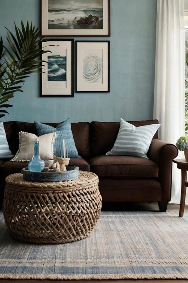 Glow Blue Stripe Seashell Coastal