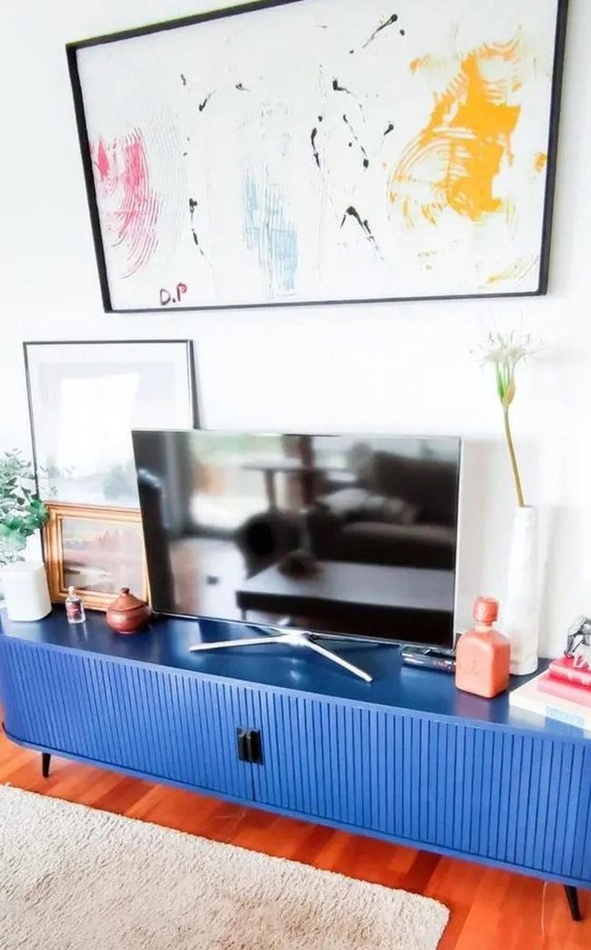Deep Blue Console Meets Abstract Art