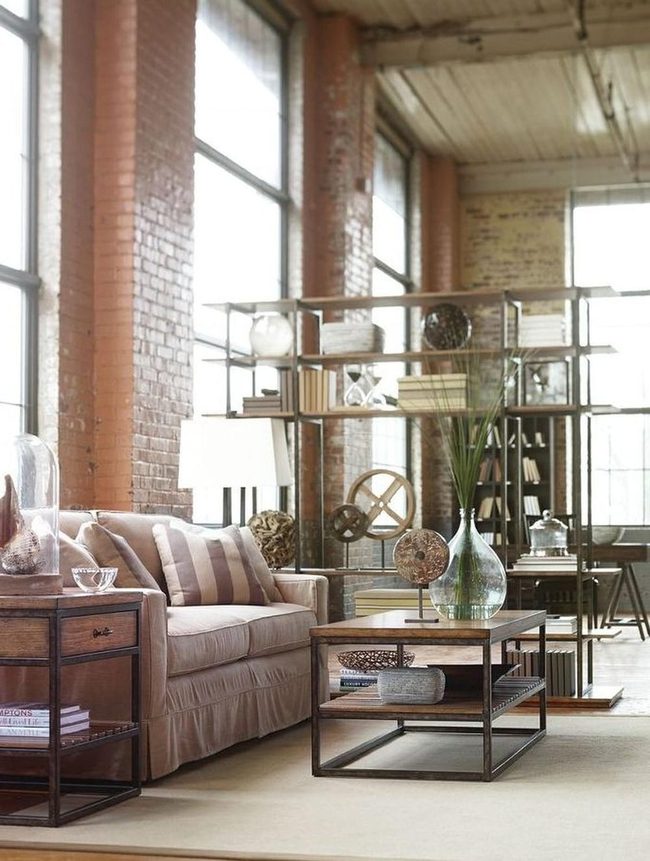 Raw Brick Meets Wooden Beams