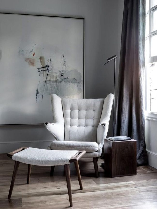 Gray Walls And Bold Abstract Art