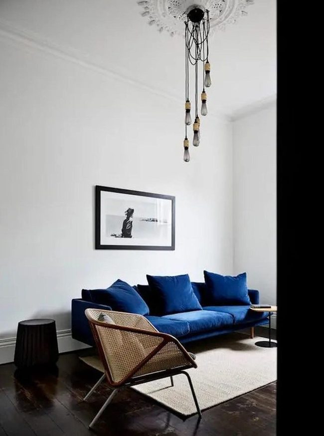 Deep Blue Sofa Modern Living