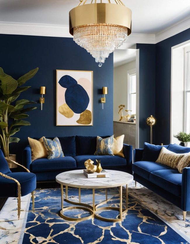 Blue Sitting Area Chandelier Magic