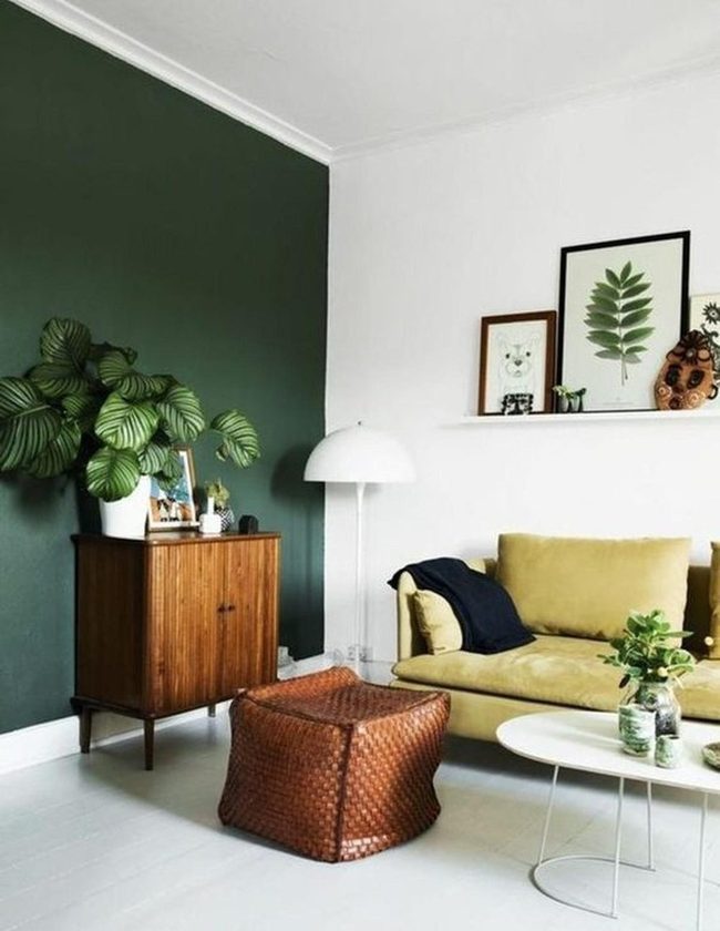 Deep Green Wall With Natural Warmth