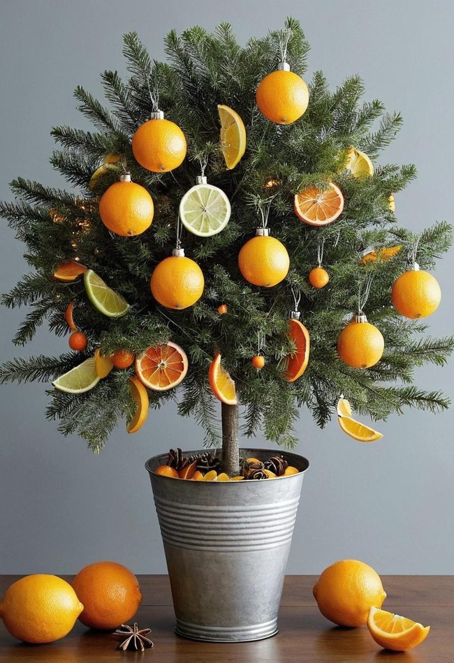 Citrus Slices Glowing Tree Display