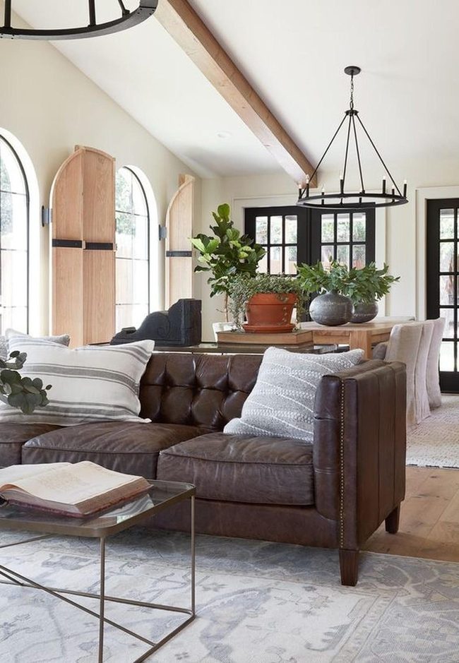 Brown Leather Anchors Modern Living