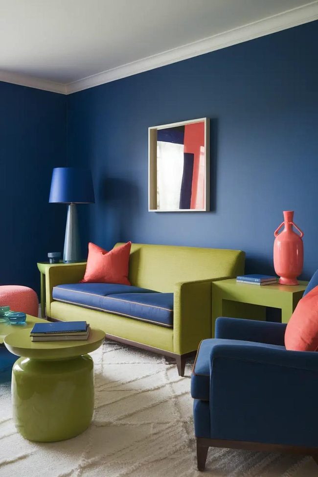 Coral Accents Against Cool Tones
