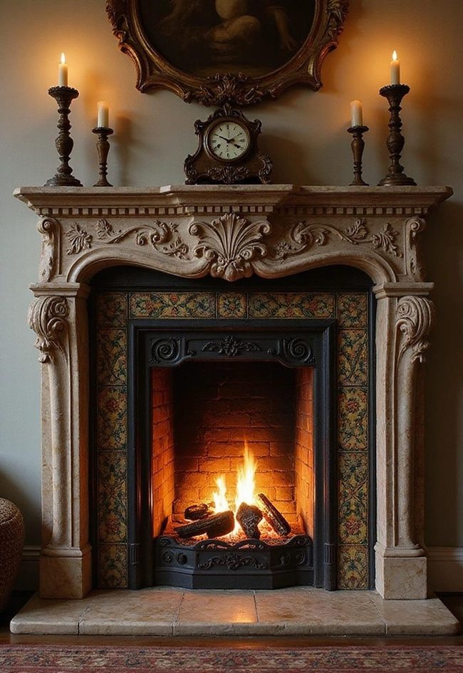 Marble Fireplace Classical Living Centerpiece