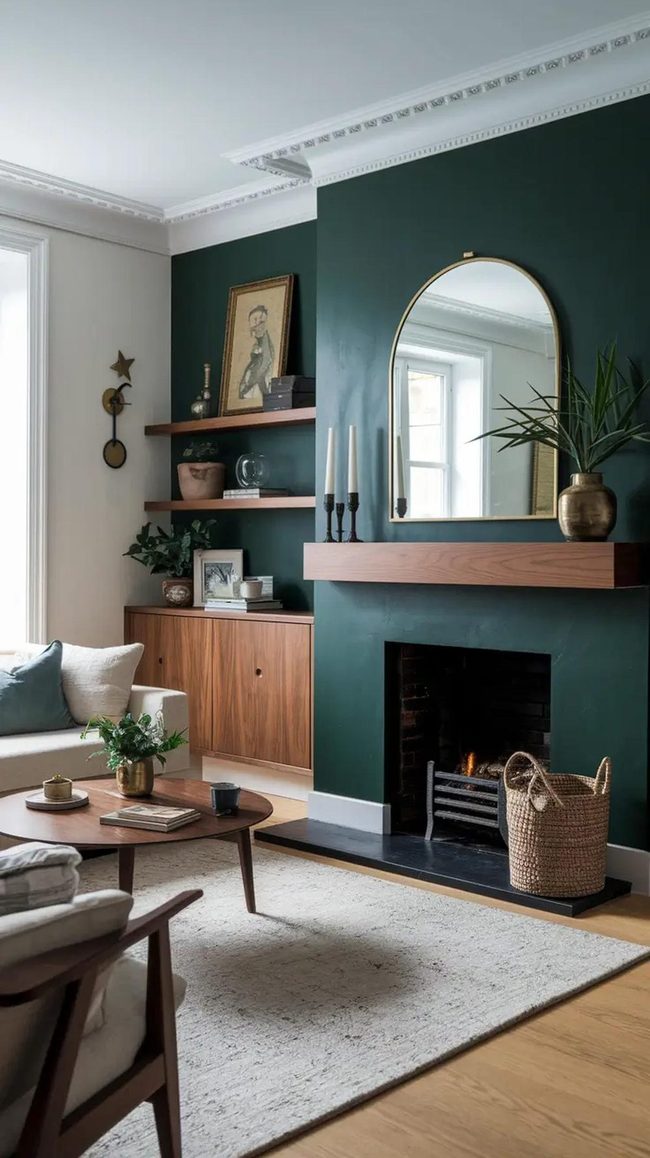 Deep Green Statement Wall