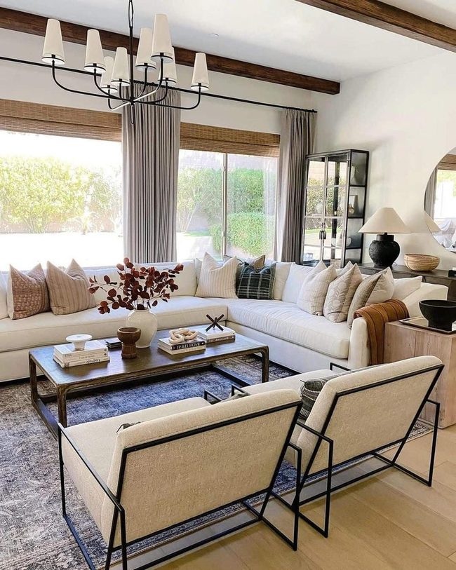 Beige Metal Chairs Modern Farmhouse