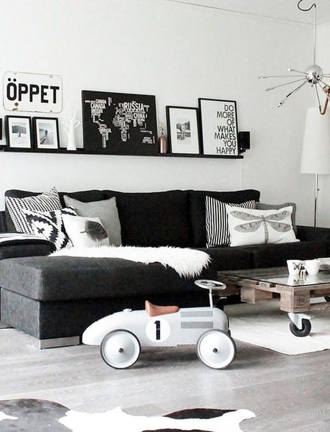 Black Furniture Meets Striped Pillows