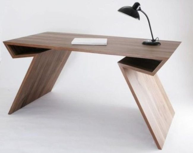 Geometric Wood Desk Statement Piece