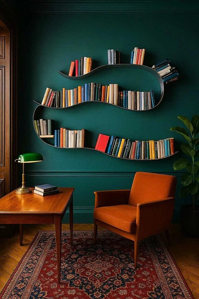 Wavy Green Wall Book Sculpture