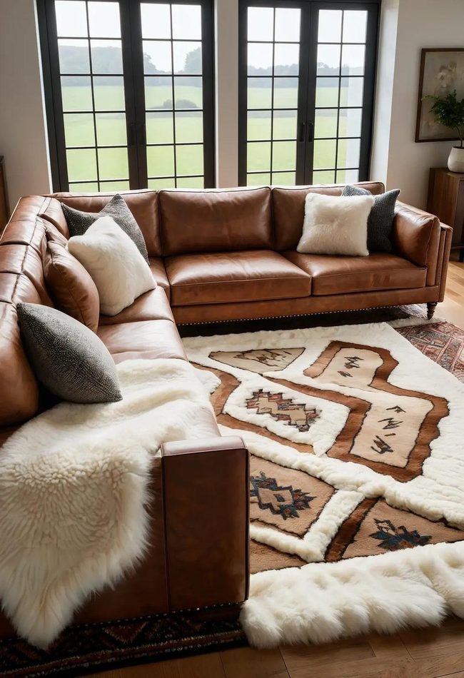 Layered Rugs Soften Modern Spaces