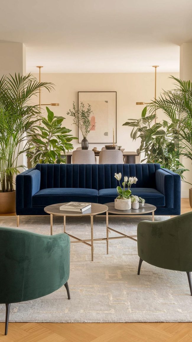 Dark Blue Sofa Green Accent Chairs