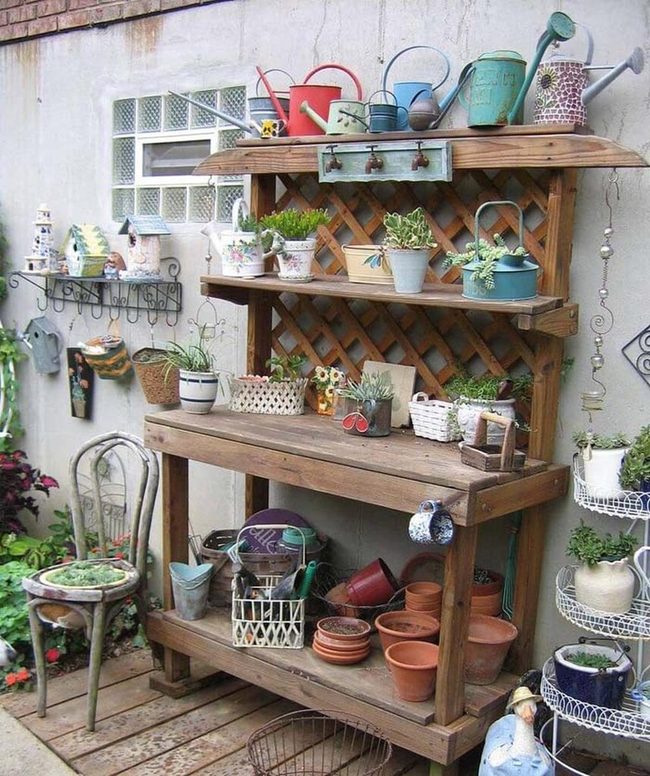 Salvaged Wood Garden Workstation