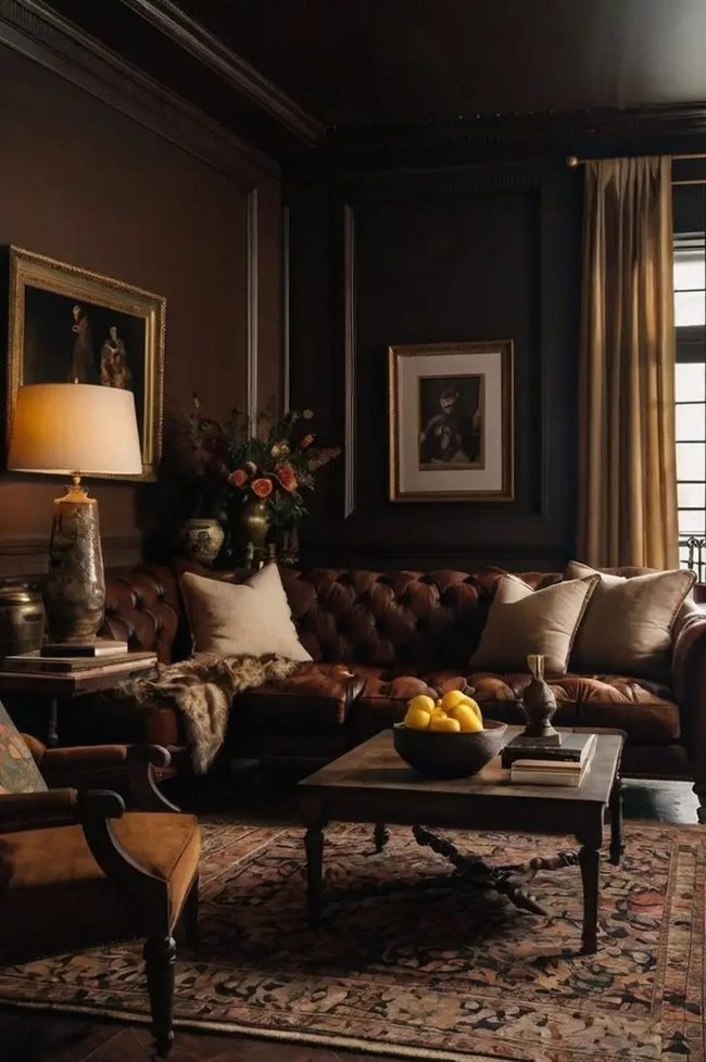 Dark Brown Elegance With Ornate Frames