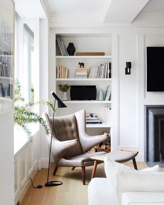 Reading Nook Meets Modern Fireplace