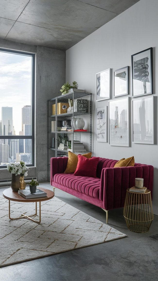 Cream Velvet Sectional Urban Apartment
