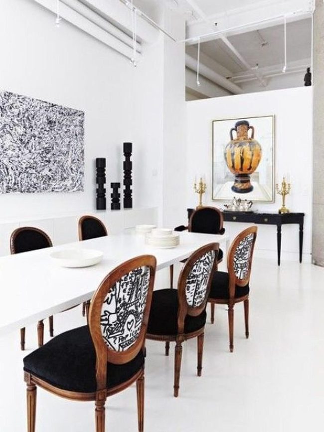 White Floors, Black Chairs, Gallery Sophistication