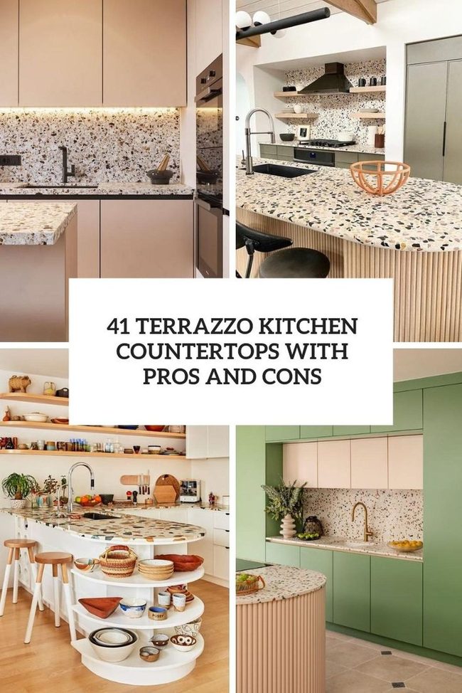Terrazzo Speckles Meet Green Kitchen