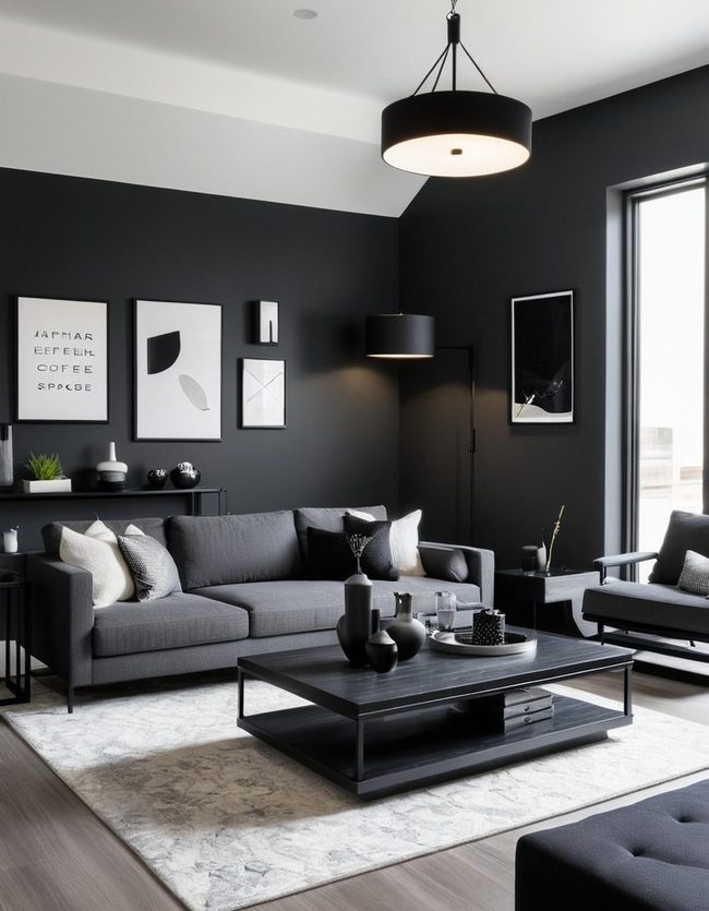 Dark Grey and Black Contemporary Contrast