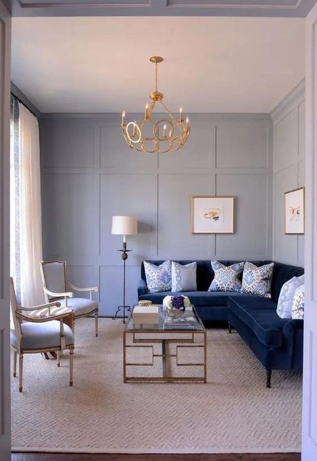 Gray Panels, Navy Velvet Luxury