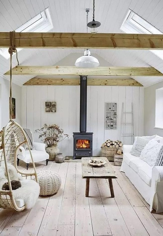 Black Stove Against White Walls