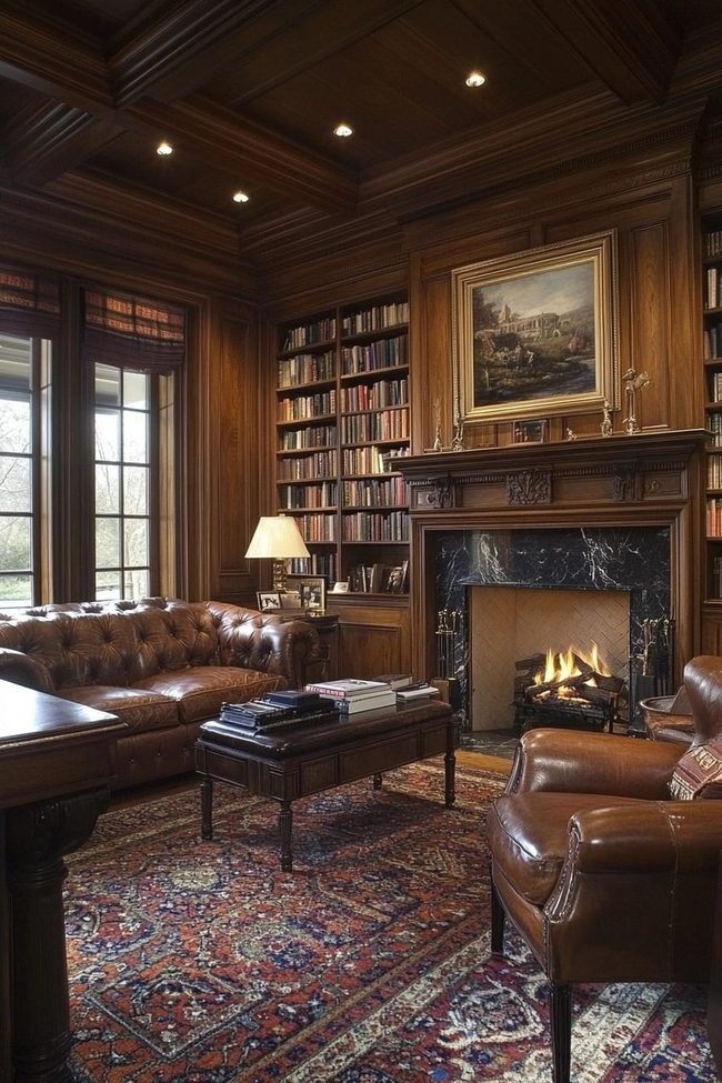 Chocolate Leather With Dark Lumber Furnishings