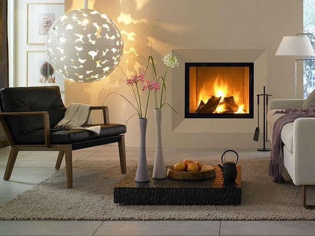 Purple Blankets Light Sofa Fireplace