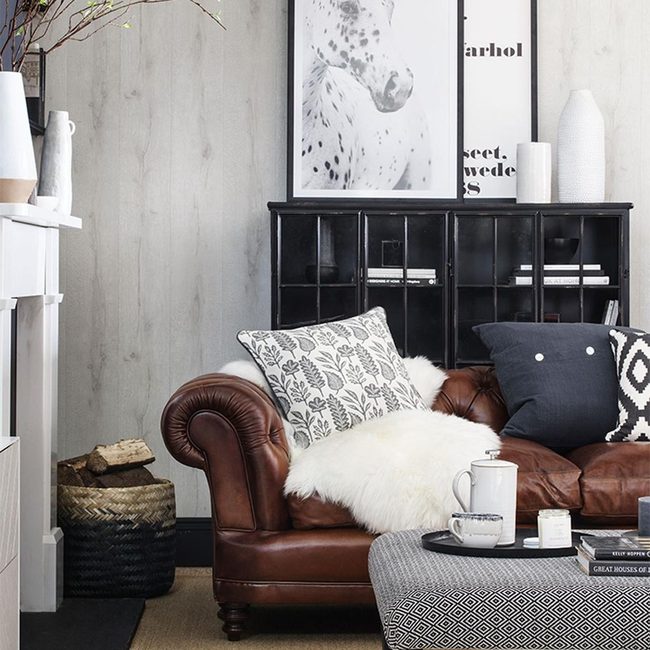 Brown Leather Sofa Statement Anchor