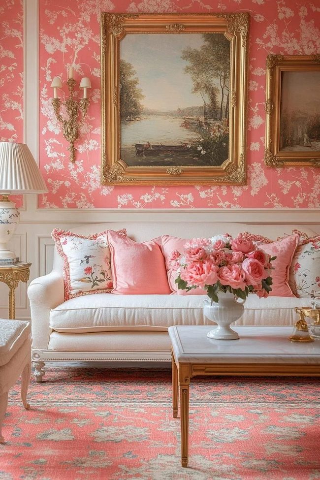 Pink Florals With Gold Accents