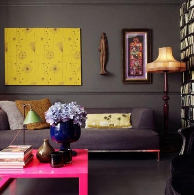 Pink Table Against Dark Walls