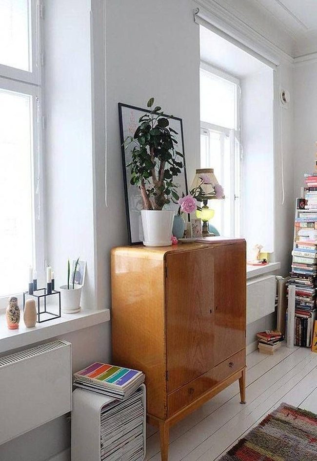 Colorful Books, Gray Floors, Living Green
