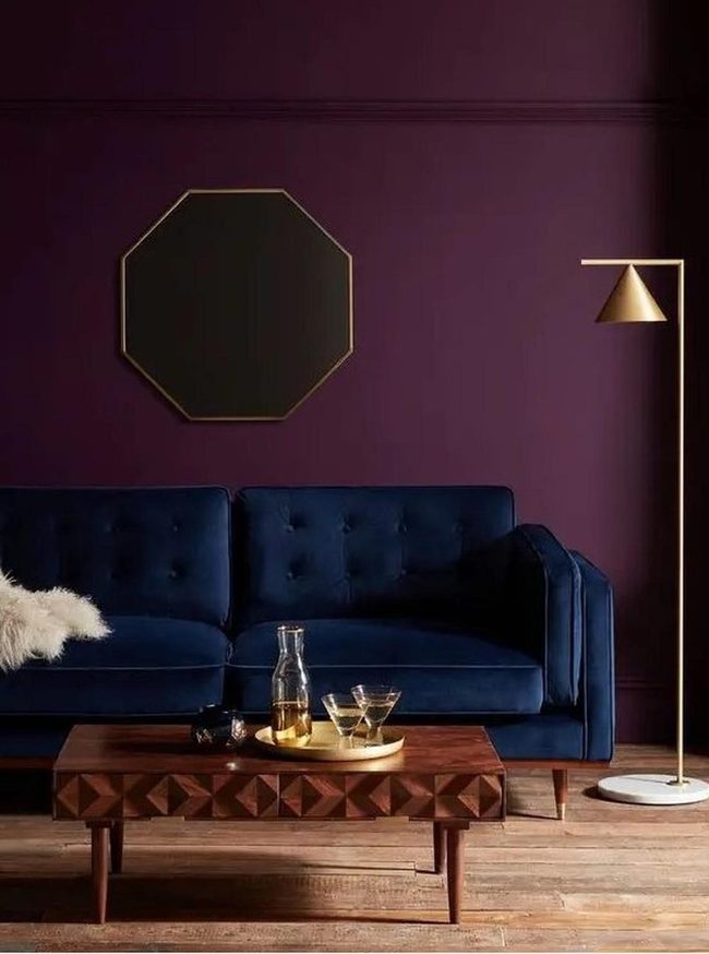 Deep Blue Velvet Purple Walls