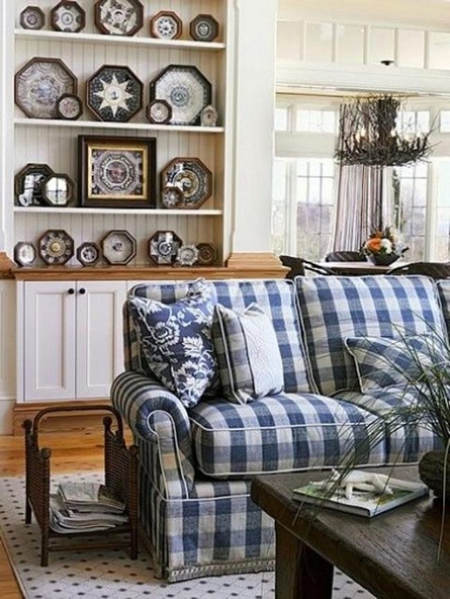 Blue Checkered Sofa Steals Show