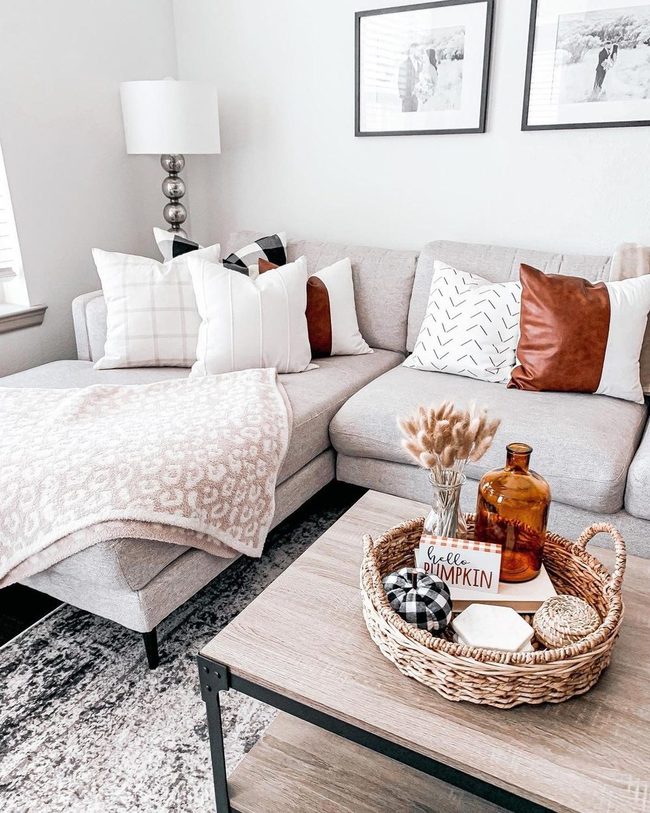 Gray Autumn Minimalism With Pumpkins