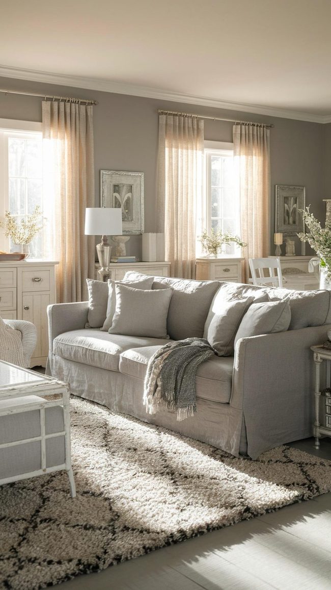Soft Gray Walls Light Living Room