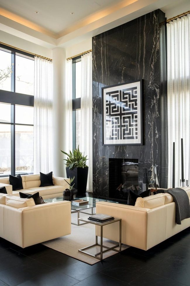 Black Marble Fireplace Statement