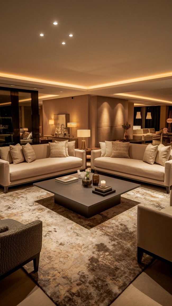 Glass Top Table Brightens Long Spaces