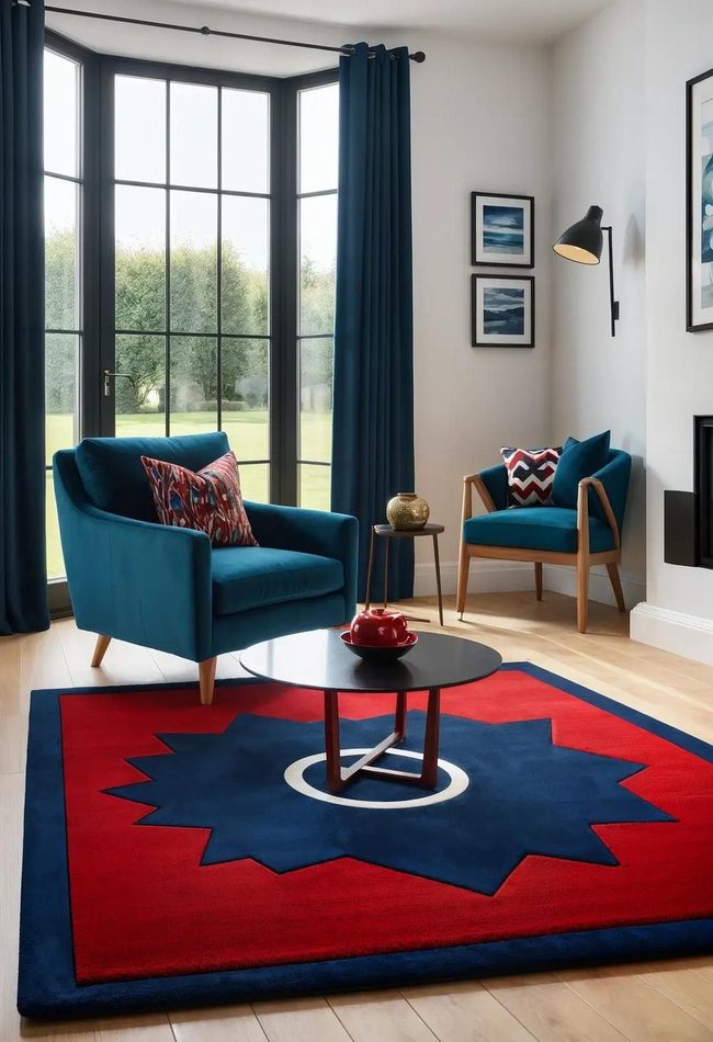 Red And Navy Blue Contrast